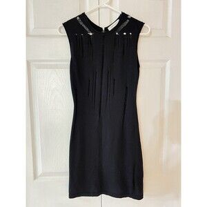 BALMAIN Dress Size 40/8 Black Knit Short Sleeveless LBD Laser Cut Detail